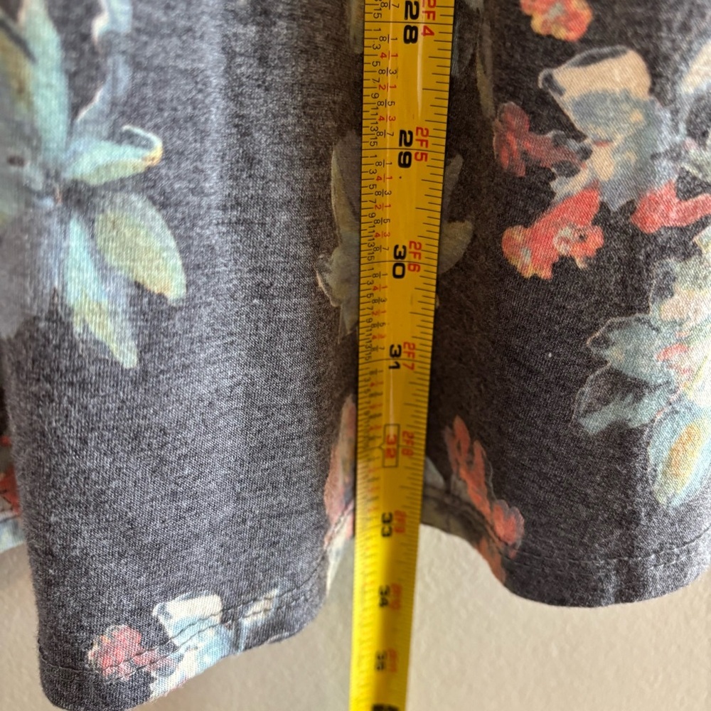 mts Gray Floral Sleeveless Mock Neck Tunic with Pink and Teal Accents - Picture 6 of 6